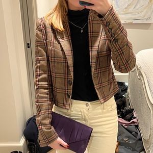Marissa Webb Plaid Crop Blazer